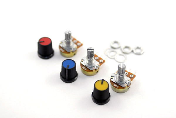 10K Linear Pot B10K Potentiometer with Coloured Knob PCB 3 pcs
