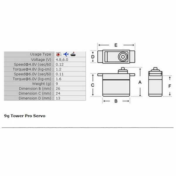 SG-90 SG90 9g Micro Gear Servos Motor Car Plane Boat Raspberry Pi 1/2/4 pcs