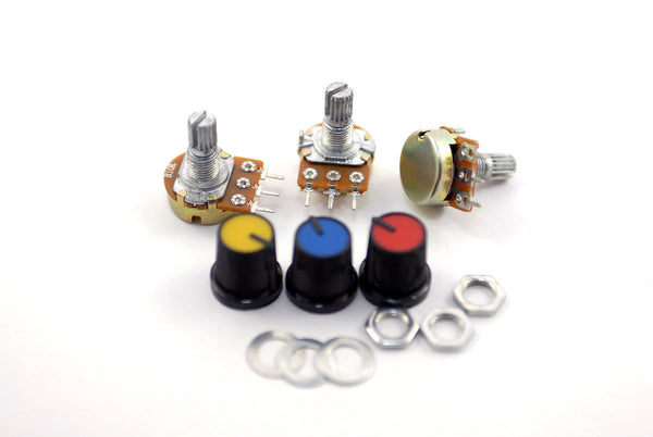 10K Linear Pot B10K Potentiometer with Coloured Knob PCB 3 pcs