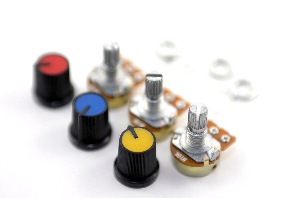 10K Linear Pot B10K Potentiometer with Coloured Knob PCB 3 pcs