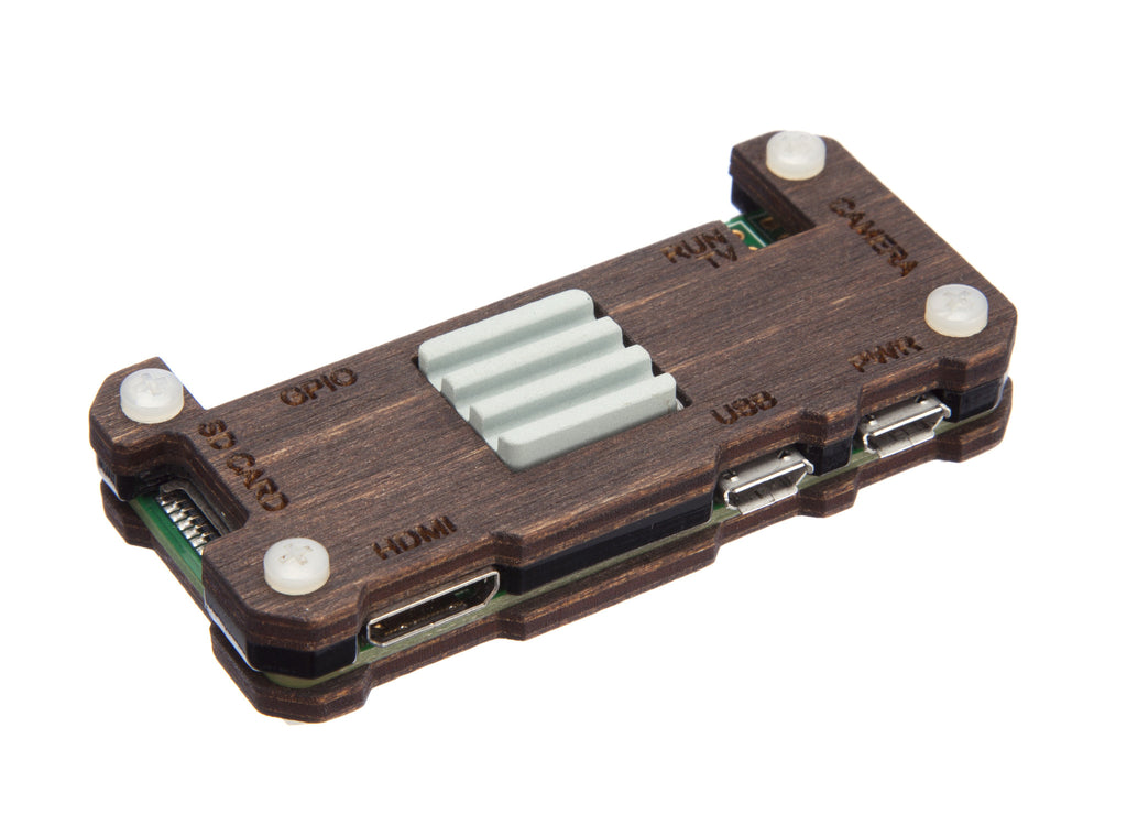 Raspberry Pi Zero Case with Ceramic Heatsink - Dark Wood