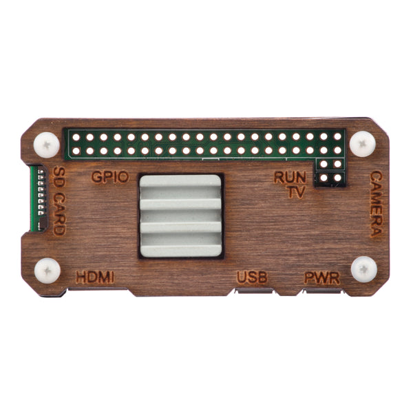 Raspberry Pi Zero W / Zero 2 W Case with Ceramic Heatsink - Dark Wood