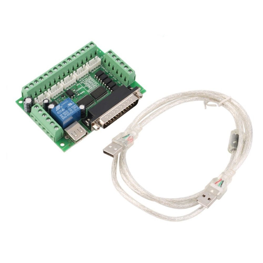 5 Axis CNC Breakout Board Interface Adapter For Stepper Motor Driver + USB Cable