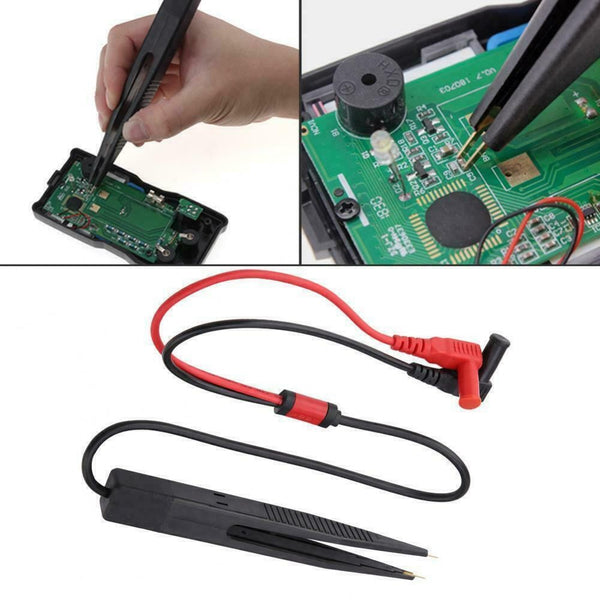 SMT SMD Chip Resistance Test Clip Lead Probe Multimeter Meter Tweezer Capacitor