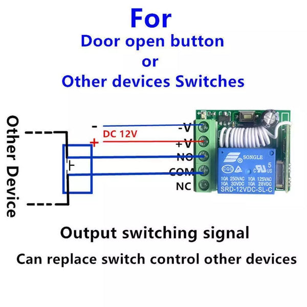 DC 12V 10A Relay 1CH Channel Wireless RF Remote Control Switch Transmitter With Receiver