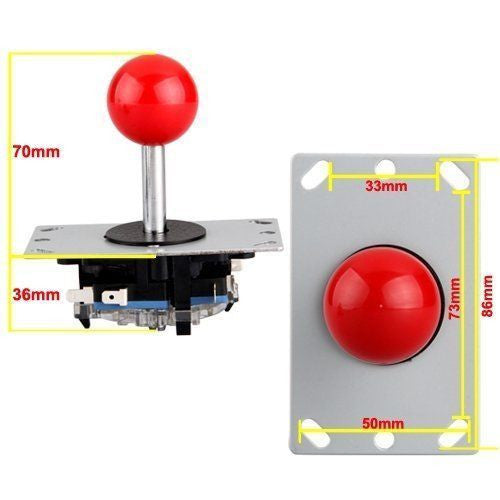 Red Joystick 8 way Controller for Arcade Games Arduino Raspberry Pi
