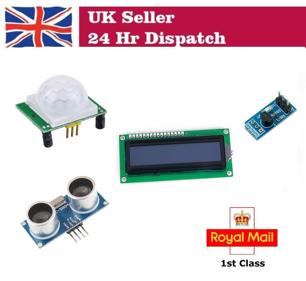 Sensors Kit PIR DS18B20 Temperature Ultrasonic 16x2 LCD for Raspberry Pi Arduino