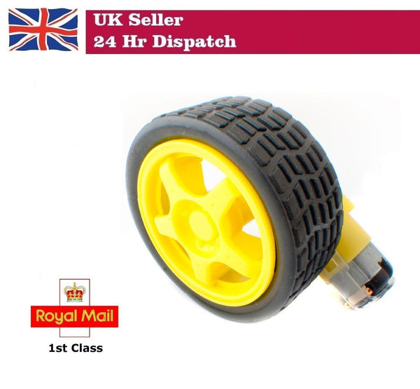 Smart Car Tire/Wheel with Gear Motor for arduino Pi /LPC/AVR/ARM car project NEW