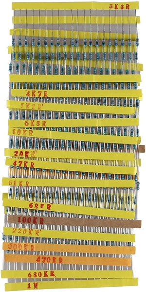 600PCS 1/4W Ceramic Metal Film Resistors Kit Set 30 Values Arduino Raspberry Pi